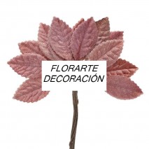 Pomito flor mini tela hojas terciopelo 3,5 x 1,8cm rosa palo