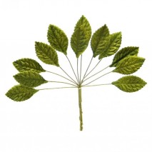 Pomito flor mini tela hojas terciopelo 3,5 x 1,8cm verde