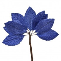 Pomito flor mini tela hojas terciopelo 4,8 x 2,5cm azul