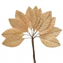 Pomito flor mini tela hojas terciopelo 4,8 x 2,5cm camel