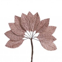 Pomito flor mini tela hojas terciopelo 4,8 x 2,5cm rosa vintage