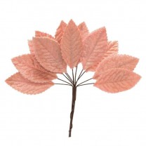 Pomito flor mini tela hojas terciopelo 4,8 x 2,5cm salmón