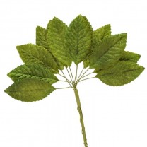 Pomito flor mini tela hojas terciopelo 4,8 x 2,5cm verde