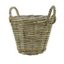 Alquiler macetero rattan redondo 2 asas Alt.30cm Ø 40cm L