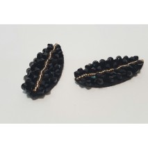 Juego 2 aplique hoja 2,5 x 5,5cm negro