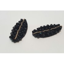 Juego 2 aplique hoja 2,5 x 5,5cm negro