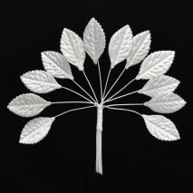 Pomito flor mini tela hojas terciopelo 3,5 x 1,8cm blanca