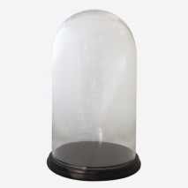 Urna cristal base madera marrón Medidas: 29x29x47 cm Diámetro cristal 