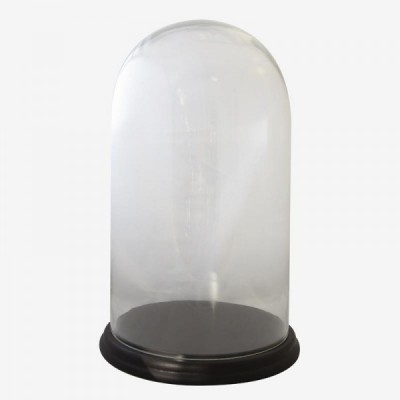 Urna cristal base madera marrón Medidas: 29x29x47 cm Diámetro cristal 