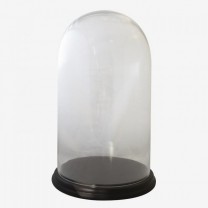Cúpula o urna cristal base madera marrón medidas: 29x29x47cm diámetro cristal 26x26cm