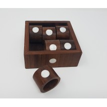 Servilletero individual madera oscura c/hueso + caja