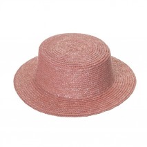 Sombrero canotier paja copa 8 cm ala 6 cm rosa vintage