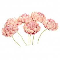 Bolsa 6 unidades flor crisantemo 3,5cm crudo/rosa vintage