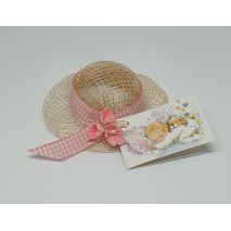 Montaje bebe sombrero decorado rosa 7 x 7 x 2 cm c/tarjeta