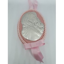 Regalo bebe colgador cuna plata/piel Virgen Madonna 10 x 6 cm rosa