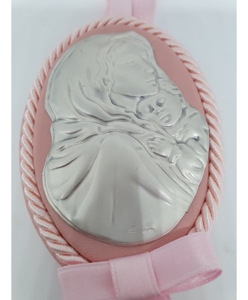 Regalo bebe colgador cuna plata/piel Virgen Madonna 10 x 6 cm rosa