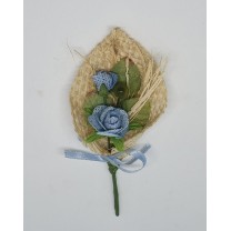 Prendido flor mini saco c/envoltorio 11 x 5cm azul