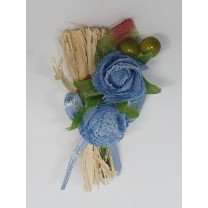Prendido flor mini saco atado 7 x 5cm azul