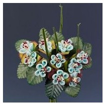 Pomito flor mini foam almendro con grass d.1,2cm x 10 azul