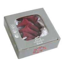 Caja  5 calas preservada cabeza d. 3-4cm a.8-10cm burdeos