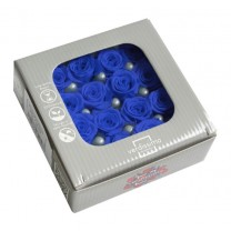Caja 16 rosas preservadas cabeza d. 2,5cm princesa azul