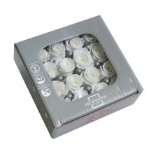 Caja 16 rosas preservada cabeza d. 2,5cm princesa blanca