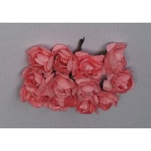 Pomito flor mini papel rosa 3cm x 12 rosa coral