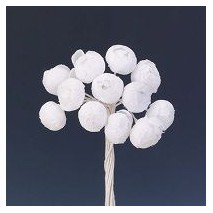 Pomito flor mini tela peonía cerrada d.1,2cm x 12 blanco