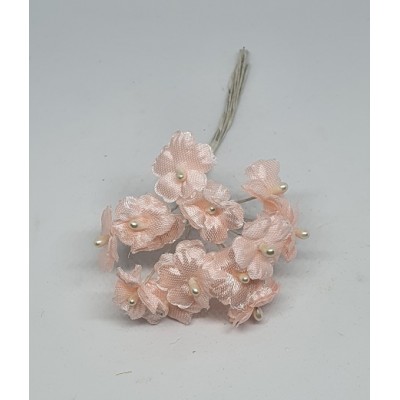 Pomito flor mini tela flor de perla d.1.8 cm x 12 salmón