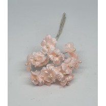 Pomito flor mini tela flor de perla d.1.8cm x 12 salmón