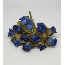 Pomito flor mini tela capullo d.1,5 cm x 12 azul