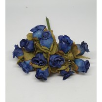 Pomito flor mini tela capullo d.1,5cm x 12 azul