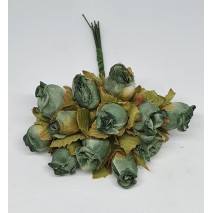 Pomito flor mini tela capullo d.1,5 cm x 12 turquesa +
