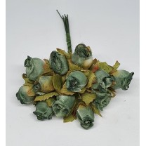 Pomito flor mini tela capullo d.1,5cm x 12 turquesa +