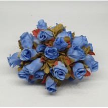 Pomito flor mini tela capullo d.1,5 cm x 30 azul añil
