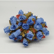 Pomito flor mini tela capullo d.1,5cm x 30 azul añil