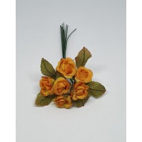 Pomito flor mini tela rosita d.1,5cm c/ hoja x 6 amarilla