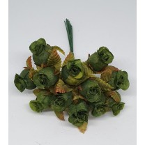 Pomito flor mini tela capullo d.1,5cm x 12 verde oscuro