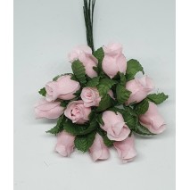 Pomito flor mini tela capullo d.1,5 cm x 12 rosa