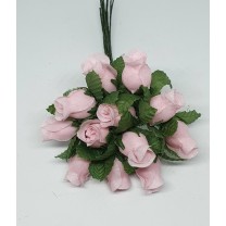 Pomito flor mini tela capullo d.1,5cm x 12 rosa