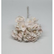 Pomito flor mini tela miosotis f d.1,30 cm x 6 marfil/rosa