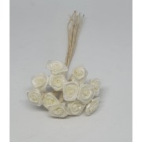 Pomito flor mini tela rosita raso mini d.0,6cm x 12 marfil