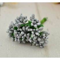 Pomito flor mini pasta pistilos x 12 plata