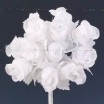 Pomito flor mini tela capullo d.1,5cm x 12 blanco hoja blanca