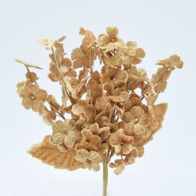 Pomito flor mini tela terciopelo miosotis x 6 ramas dorado