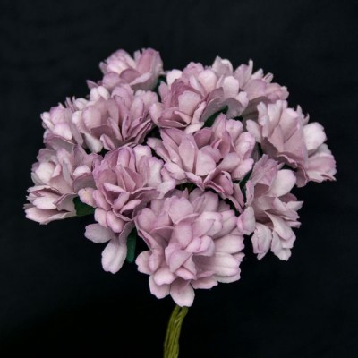 Pomito flor mini papel zinnia 3,5 cm x 12 malva empolvado