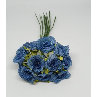 Pomito flor mini saco rosa arpillera d.2,6 cm x 10 azul
