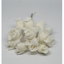 Pomito flor mini tela capullo d.1,5 cm x 12 beige hoja beige