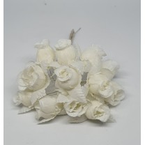 Pomito flor mini tela capullo d.1,5cm x 12 beige hoja beige