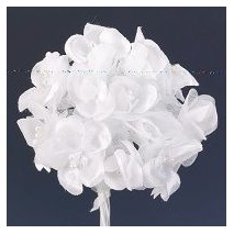 Pomito flor mini tela flor perla d.1,5cm x 12 blanca